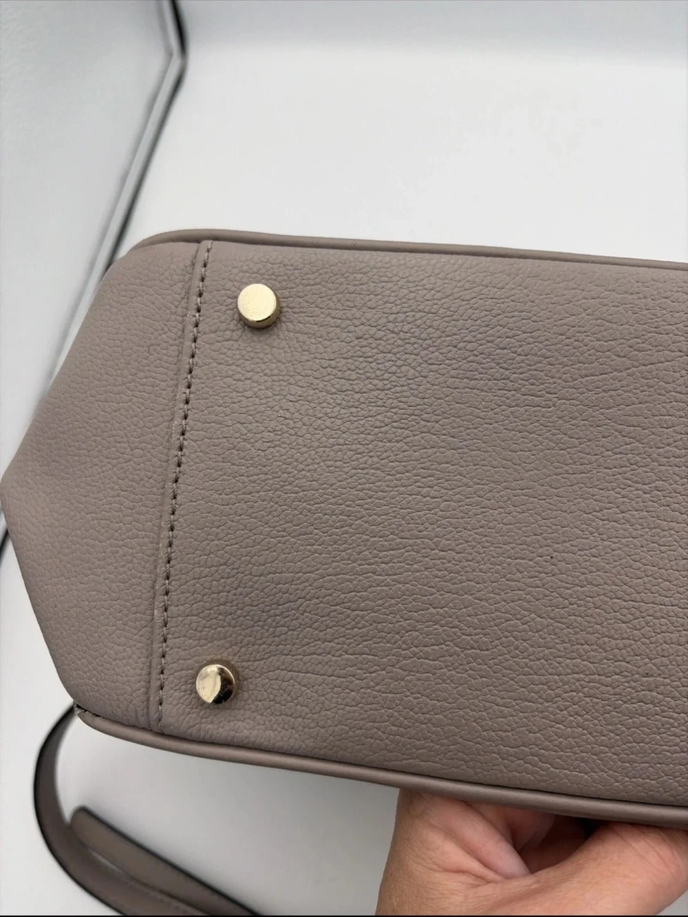 kate spade Rea Robinson Lane Taupe pebbled Leather Satchel with Gold Hardware